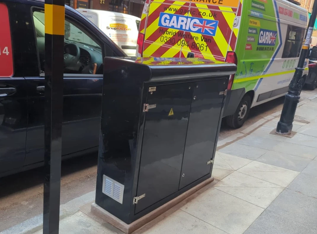EV charger feeder pillar and street cabinet installation in Birmingham by Fortis Foundations