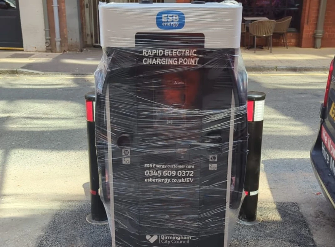 ESB Energy rapid EV charger installation at Birmingham bus station by Fortis Foundations