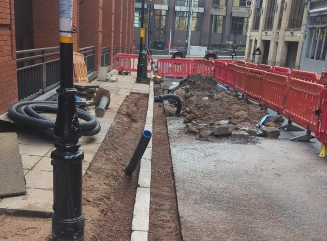 Streetworks and trench excavation for EV charger infrastructure in Birmingham by Fortis Foundations