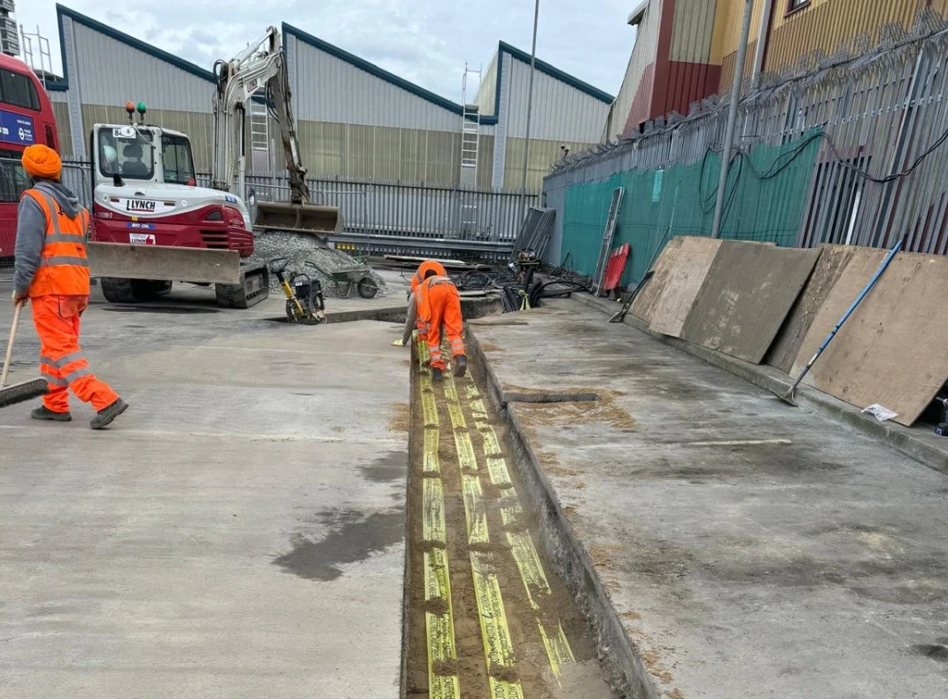 Hydraulic breaker removing concrete at Walthamstow Bus Garage Phase 2 by Fortis Foundations